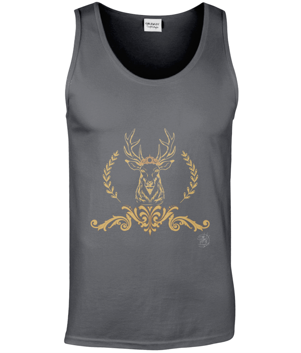 Gildan GD012 Softstyle Adult Tank Top Christmas Golden Reindeer