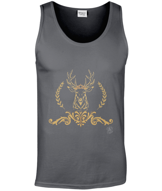 Gildan GD012 Softstyle Adult Tank Top Christmas Golden Reindeer