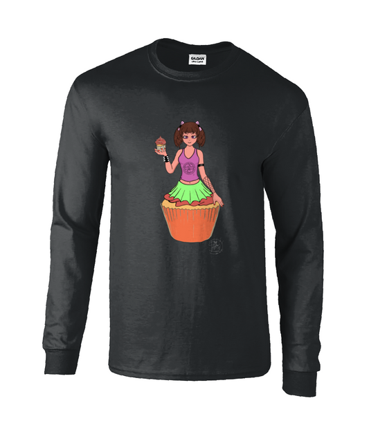 Gildan GD014 Ultra Cotton Adult Long Sleeve T-Shirt Cupcake Girl 2