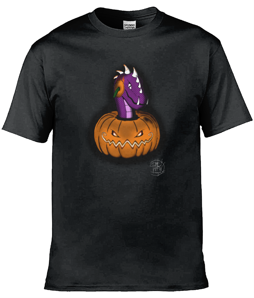 Gildan GD001 Softstyle Adult Ringspun T-Shirt Halloween Pumpkin Peekaboo Dargon