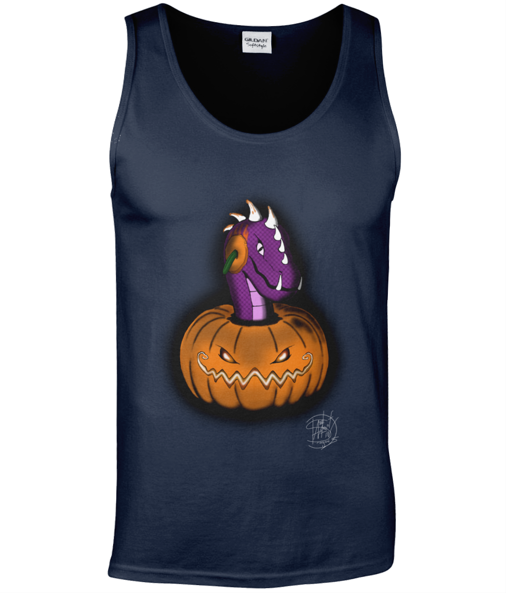 Gildan GD012 Softstyle Adult Tank Top Halloween Pumpkin Peekaboo Dargon