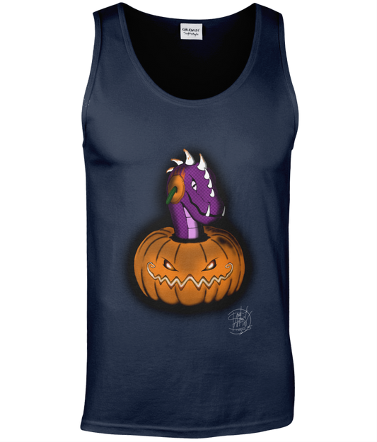 Gildan GD012 Softstyle Adult Tank Top Halloween Pumpkin Peekaboo Dargon