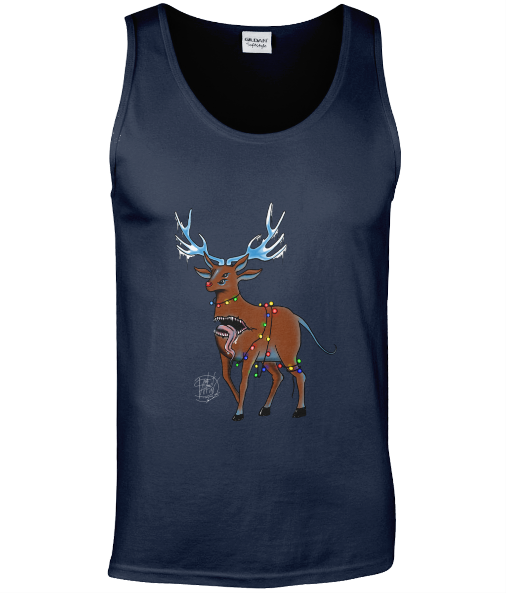 Gildan GD012 Softstyle Adult Tank Top Christmas Reindeer