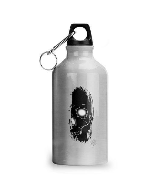 Aluminium Water Bottle Brush Skull Black Logo