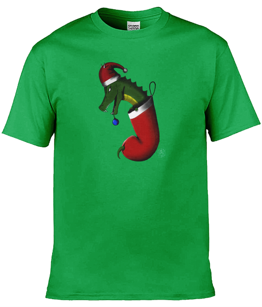 Gildan GD001 Softstyle Adult Ringspun T-Shirt Christmas Stocking Dragon