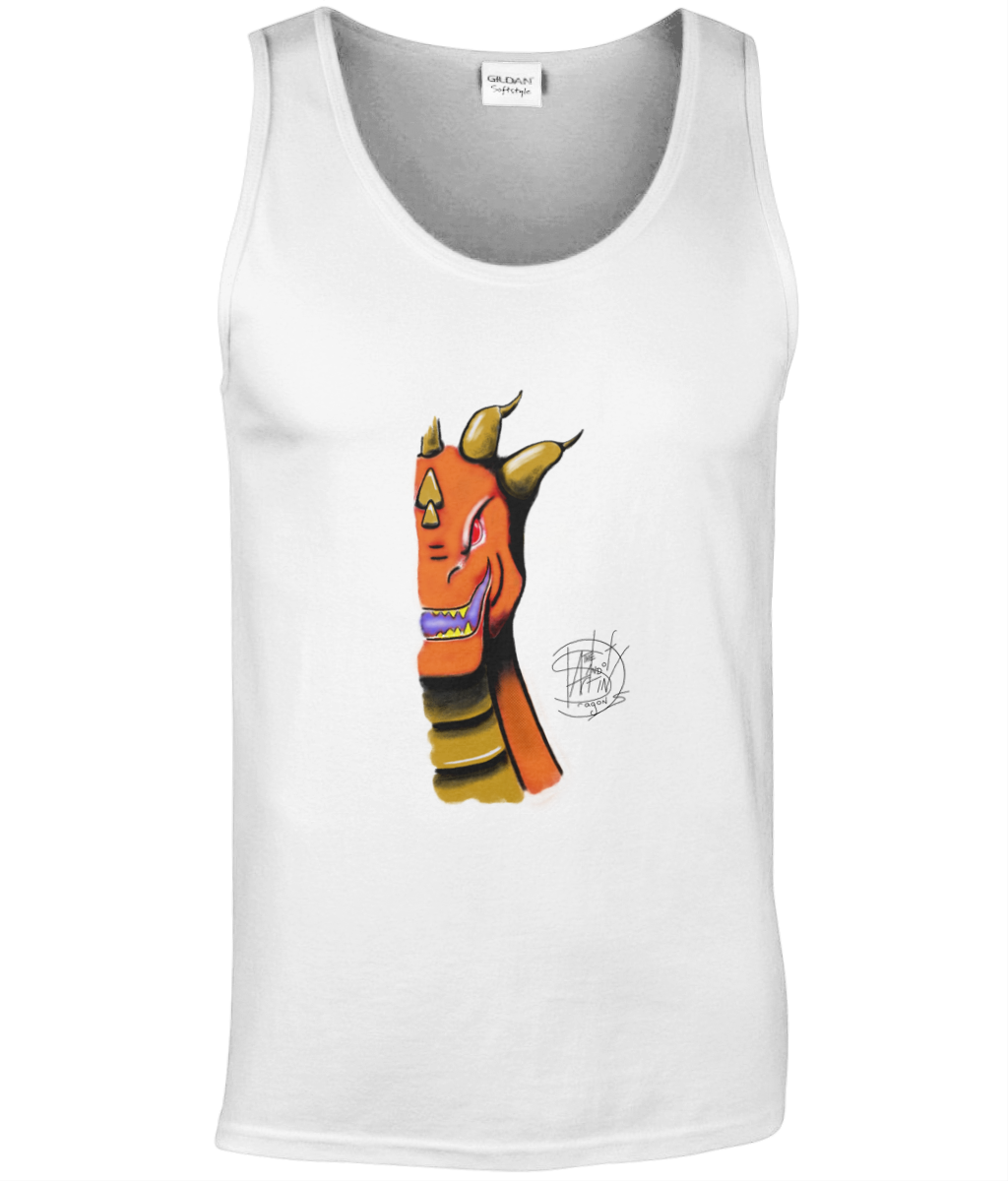 Gildan GD012 Softstyle Adult Tank Top Roarsome Orange 3 Prongs