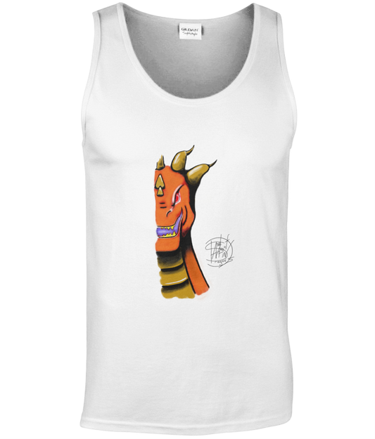 Gildan GD012 Softstyle Adult Tank Top Roarsome Orange 3 Prongs