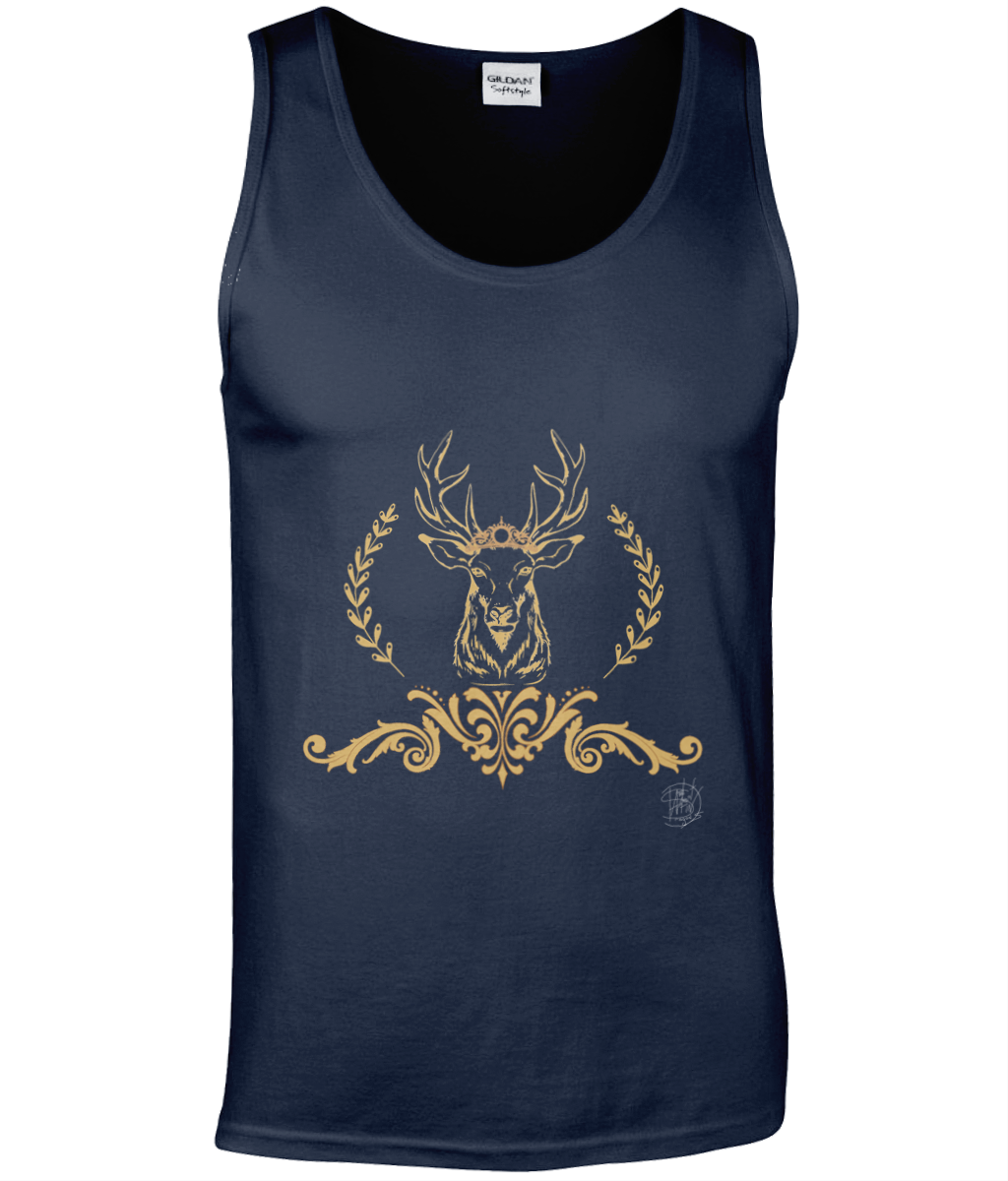 Gildan GD012 Softstyle Adult Tank Top Christmas Golden Reindeer