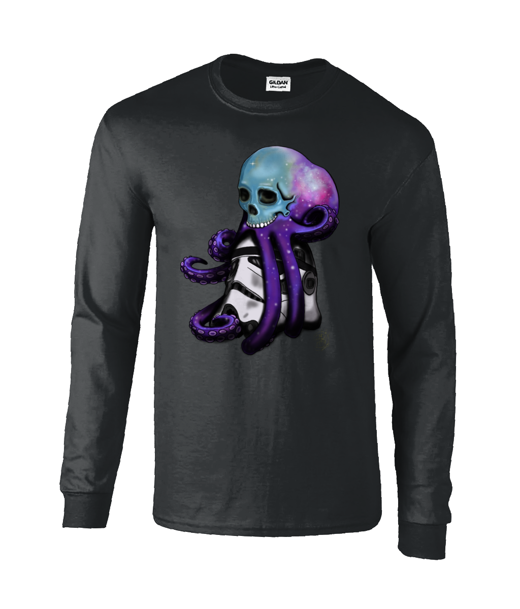 Gildan GD014 Ultra Cotton Adult Long Sleeve T-Shirt Skully Galaxy