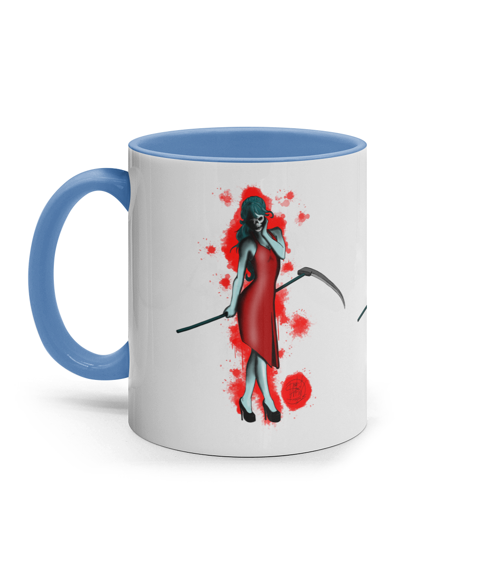 11oz Coloured Inner & Handle Mug Lady Death Red Blood Lady Death Red Blood Lady Death Red Blood