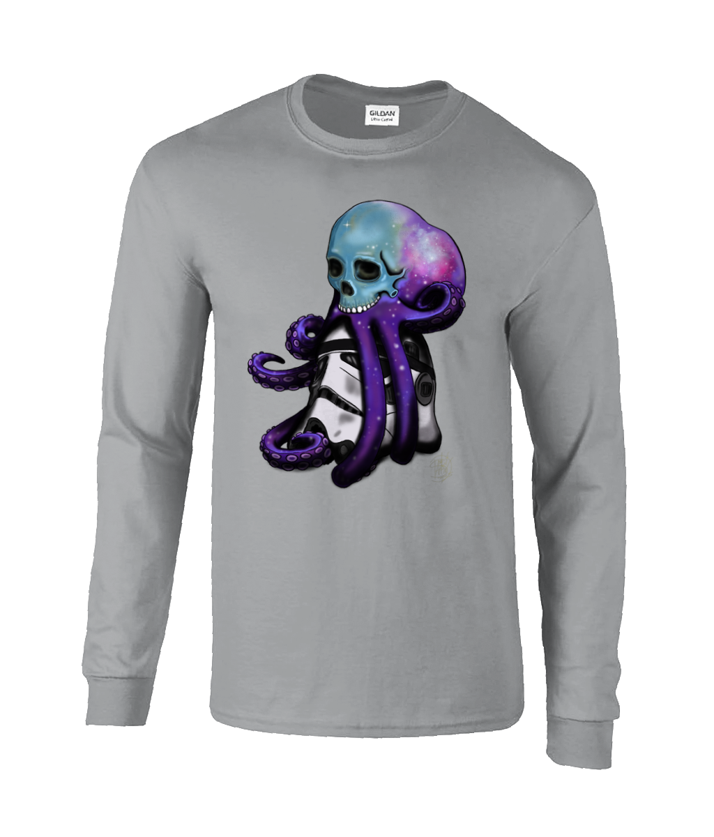 Gildan GD014 Ultra Cotton Adult Long Sleeve T-Shirt Skully Galaxy