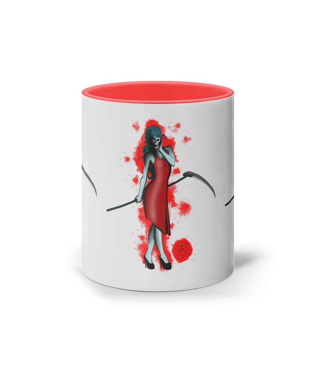 11oz Coloured Inner & Handle Mug Lady Death Red Blood Lady Death Red Blood Lady Death Red Blood