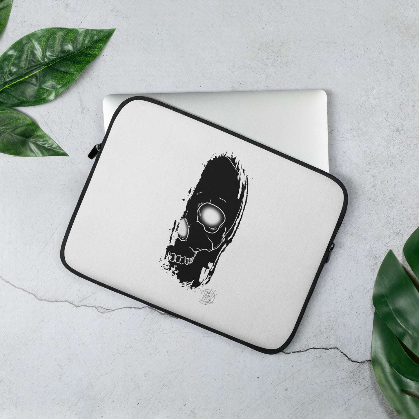 Laptop Sleeve Brush Skull Logo Black