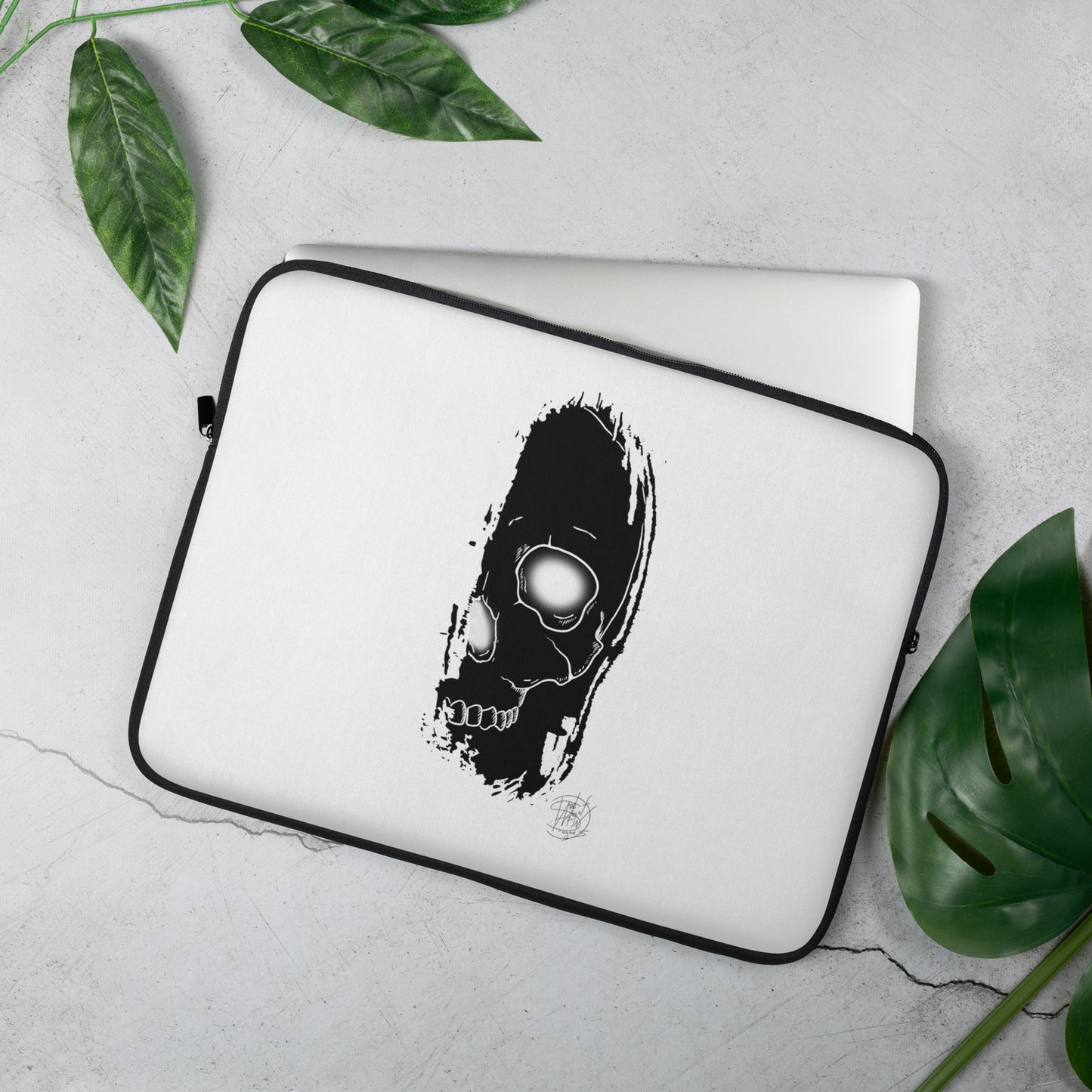 Laptop Sleeve Brush Skull Logo Black